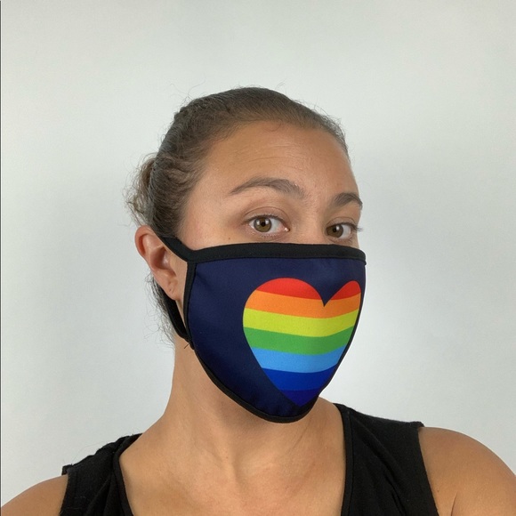 Rainbow Heart LGBT Pride Cloth Face Mask Covering - Picture 5 of 10